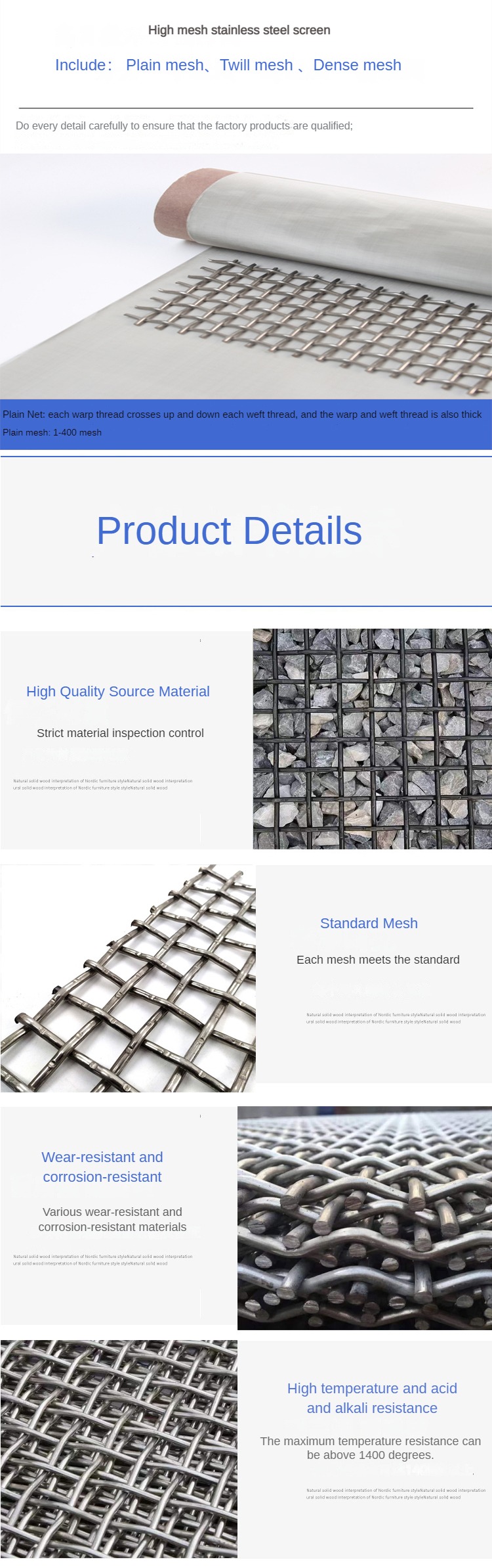 High Temperature Resistant 310S Plain Weave Crimped Wire Mesh Customizable Size for Furnace Filtration