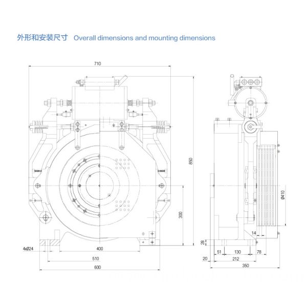 VVVF Elevator Gearless Traction Machine Low Noise No Pollution