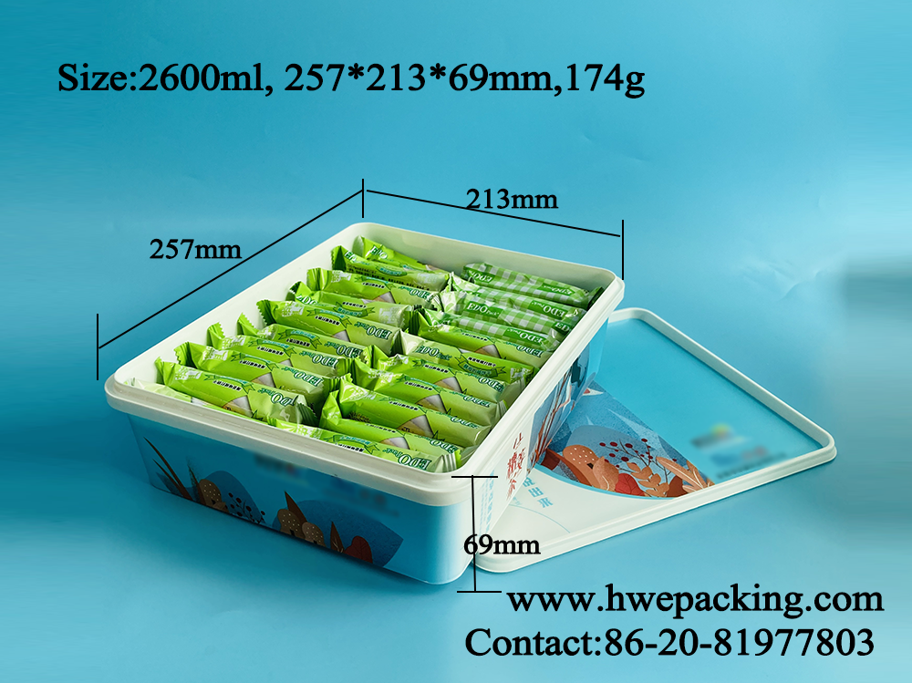 FDA IML Plastic Containers With Lid Food Storage Cracker Biscuit Packaging