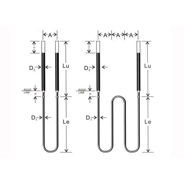 110V / 220V / 380V Mosi2 Heating Elements 5.8g / Cm3 Bulk Density Smooth Surface