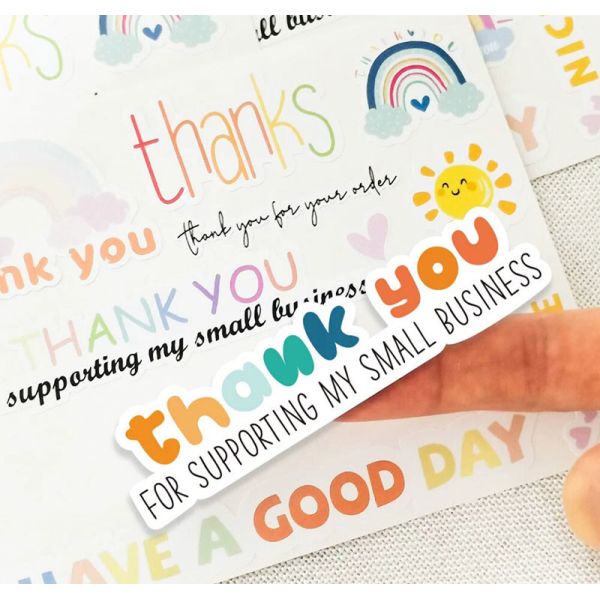 Reusable Cute UV Round Gift Thank You Teacher Labels Sun Rainbow Cloud Design