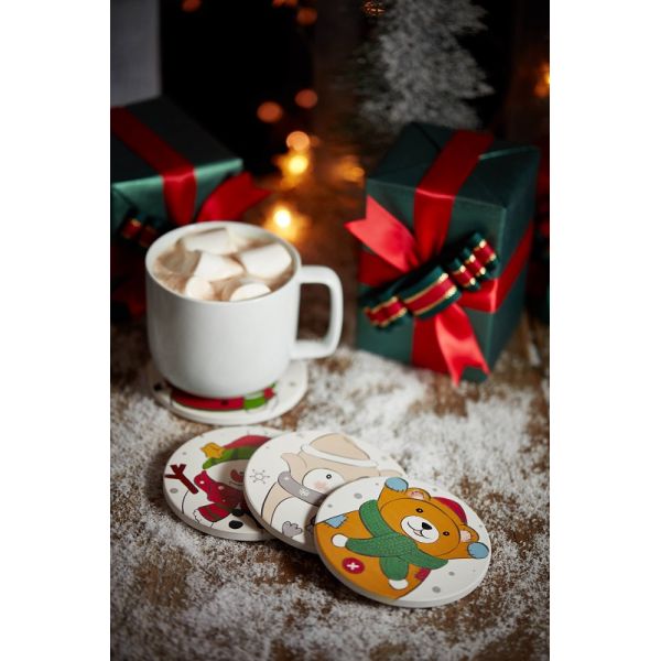 Round Black Coaster Marble Design Cup Mat Ceramic Custom Coasters For Drinks Dinner Ceramic Plates