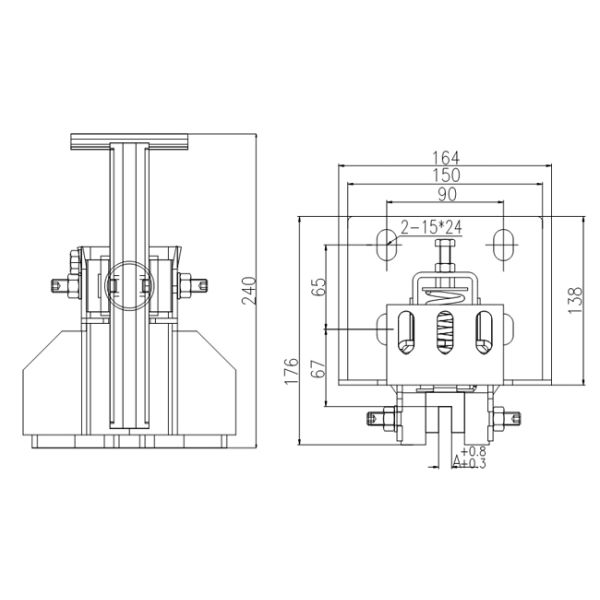 High Speed Elevator Guide Rail Shoes 16 / 10mm For Lift Parts