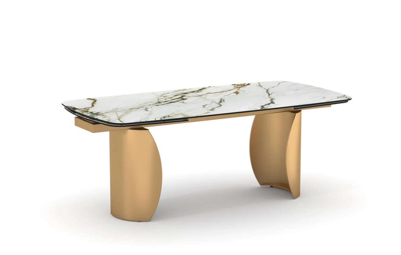 Luxury Extendable Dining Table Chairs Set Sintered Expandable Stone Top Dining Table in Dining Room Furniture Foshan
