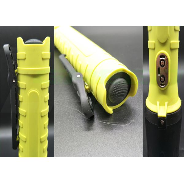 8 Hours Lightweight Led Flashlight Yellow Body Shell ABS Impact Resistant
