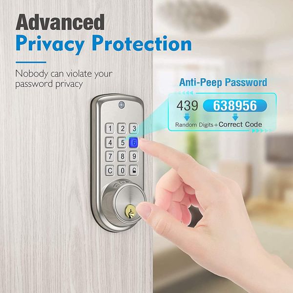 Anti Peeping Electronic Keyless Deadbolt Lock With Backlit Keypad