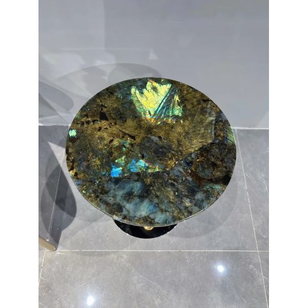 Blue High Hardness Marble Bedside Table Round Marble Table Timeless Aesthetic