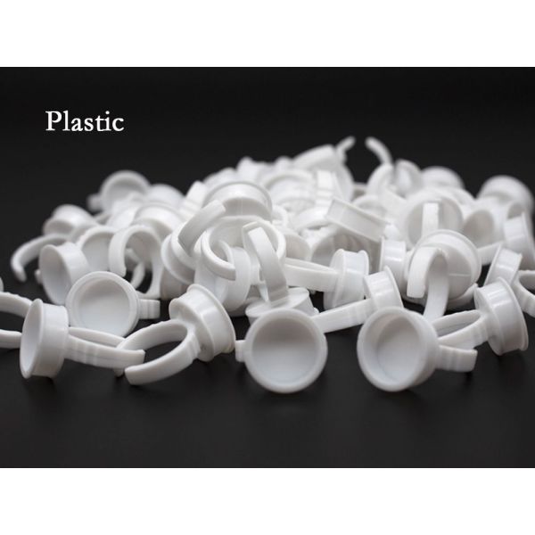 Disposable Microblading Accessories Tattoo Pigment Ring Cups Soft Silicone And Plastic Material