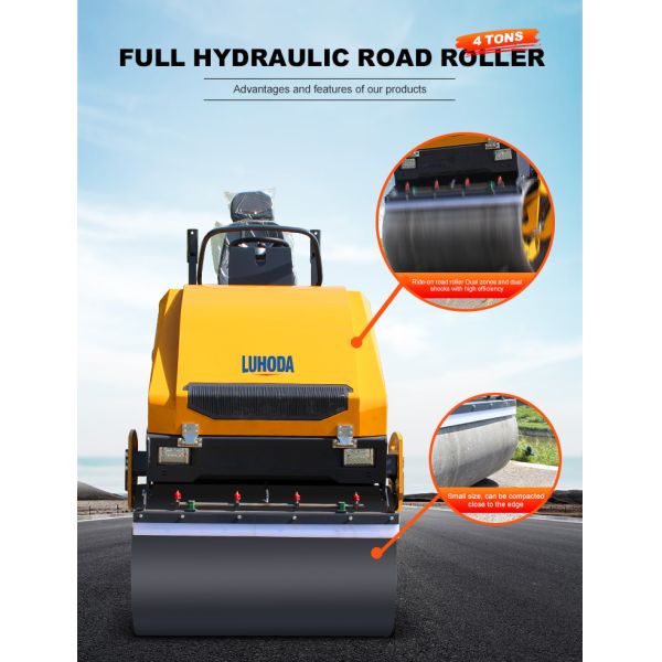 Construction Machinery 4ton Double Drum Road Roller Full Hydraulic Roller Compactor