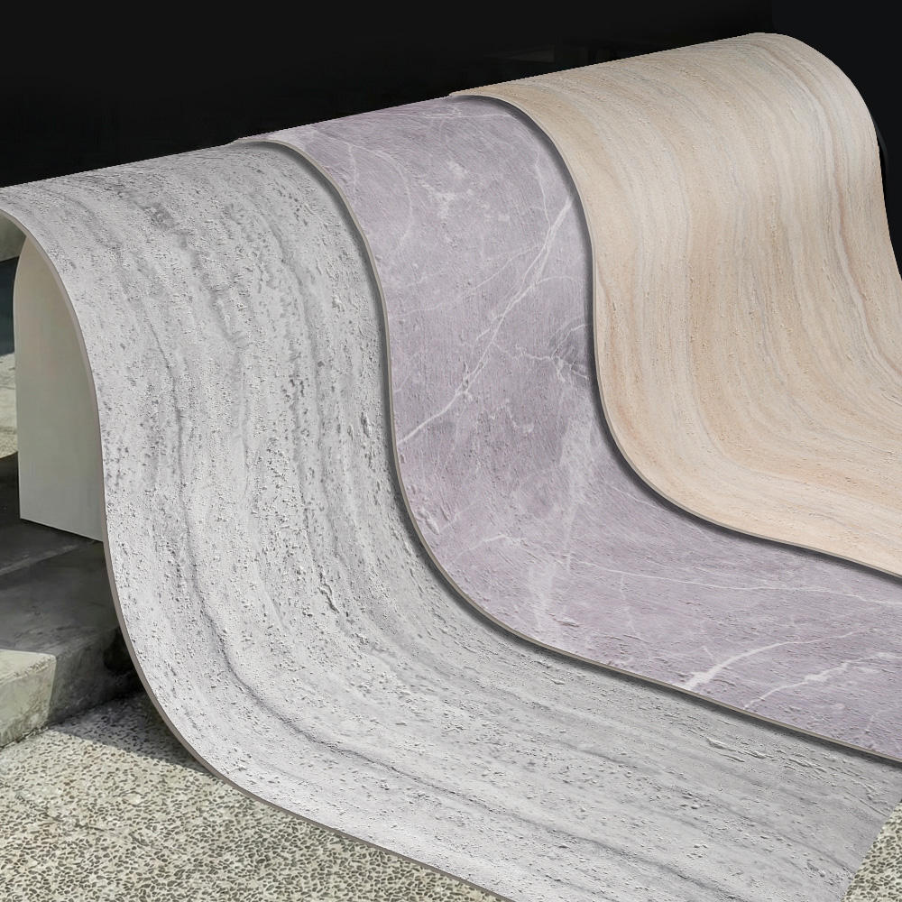 Close-up view of flexible stone wall panel surface detail