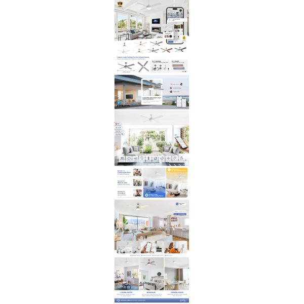 Decorative Smart Restaurant Ceiling Fans Remote Control Air Conditioning