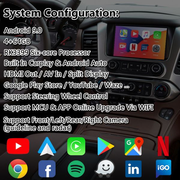 Lsailt Android Auto Carplay Multimedia Interface for 2014-2020 Chevrolet Suburban Mylink System