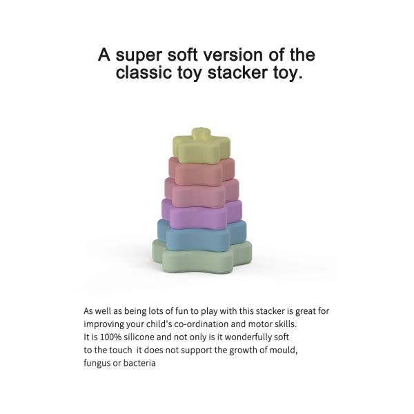 Waterborne Paint 95mm Wide Baby Stacking Toy OEM Star Shape
