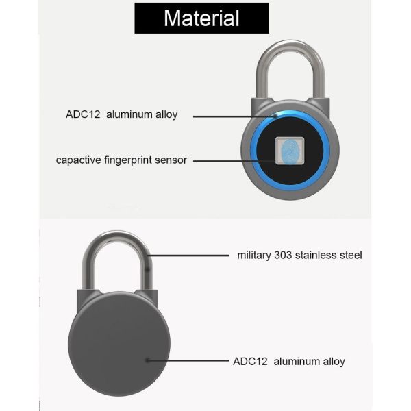 USB Interface Power Supply Cabinet Digital Padlock with App Smart Lock FB50 Pad Lock Fingerprint