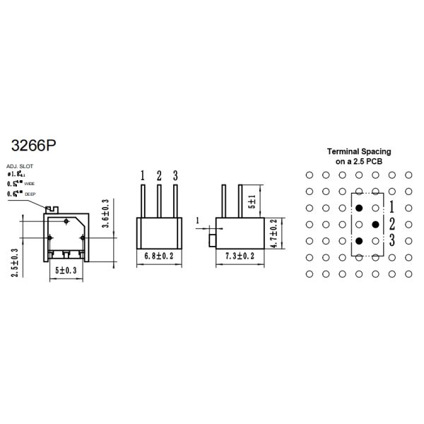 3266P-1-103LF 10k Ohms Variable Resistor Precision Adjustment Trimmer Potentiometer