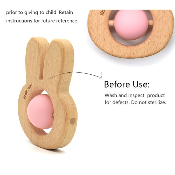 EN71 Wooden Silicone Teether