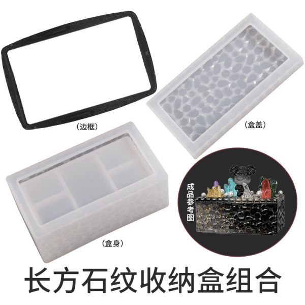DIY Resin Diamond Storage Box Mould Rectangular Oval Hexagonal Stackable Storage Jar Silicone Mold