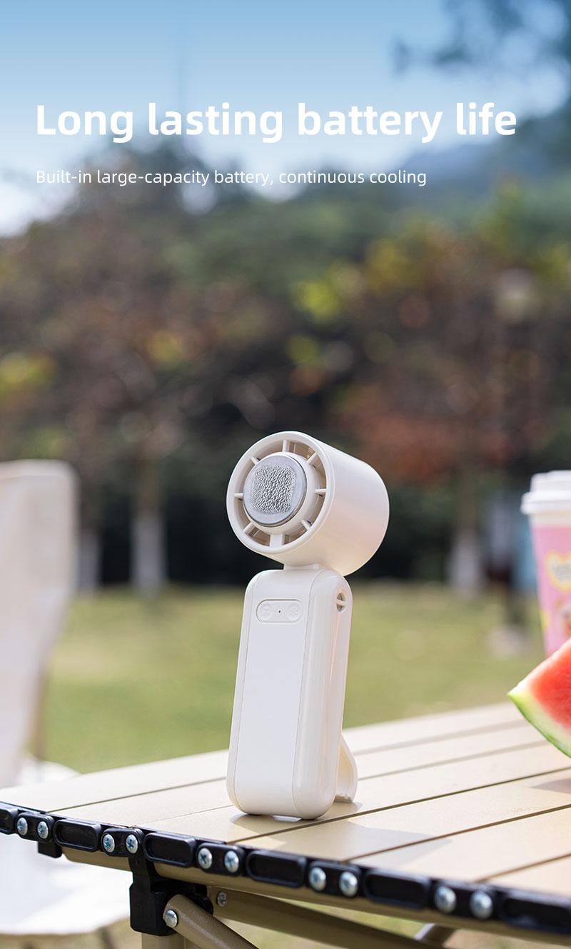 One-Button Start 5-Speed Mini Portable Fan Ice Cooling Function Rechargeable Battery Indicator Handheld RV Stand