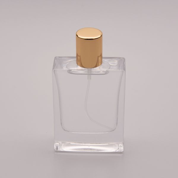 50ml Rectangular Glass Perfume Bottle with Magnetic Gold Cap