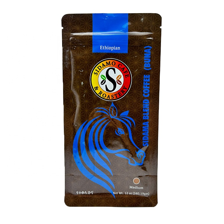 Salad Custom Order Biodegradable Coffee Bean Package Bag Coffee Pouch Flat Bottom Coffee Packaging Kraft Paper Zipper