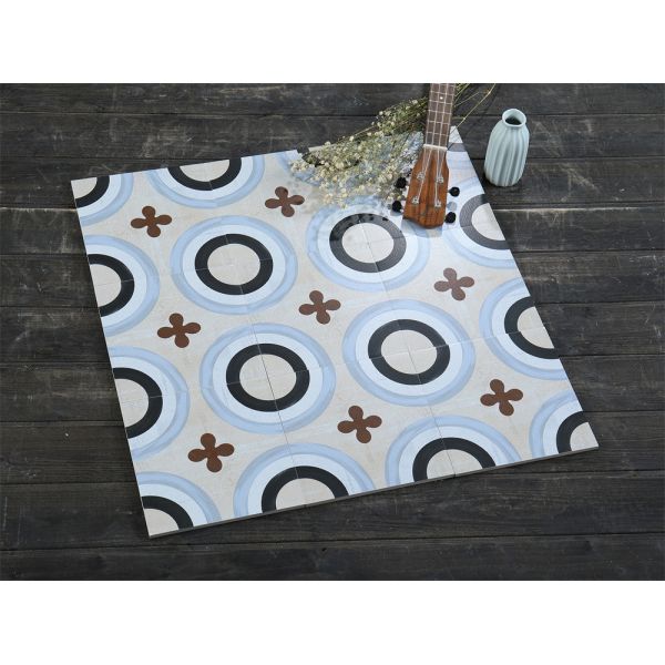 20x20cm Ceramic Rustic Tile Non-Slip Floor Wall Blue Black Beige