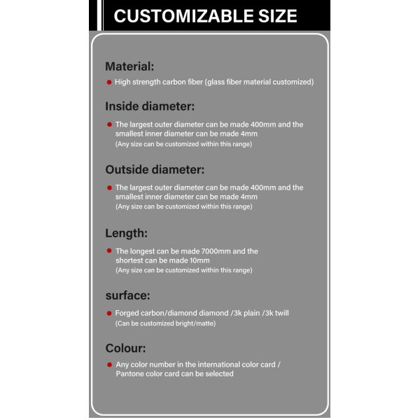 Customized 100% 3K Carbon Fiber Square Pipe Glossy Surface Rectangular Tube