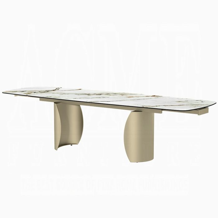 Hot-Selling High Quality Extendable Dining Table Sintered Stone Top Stainless Steel Frame Dining Room Furniture