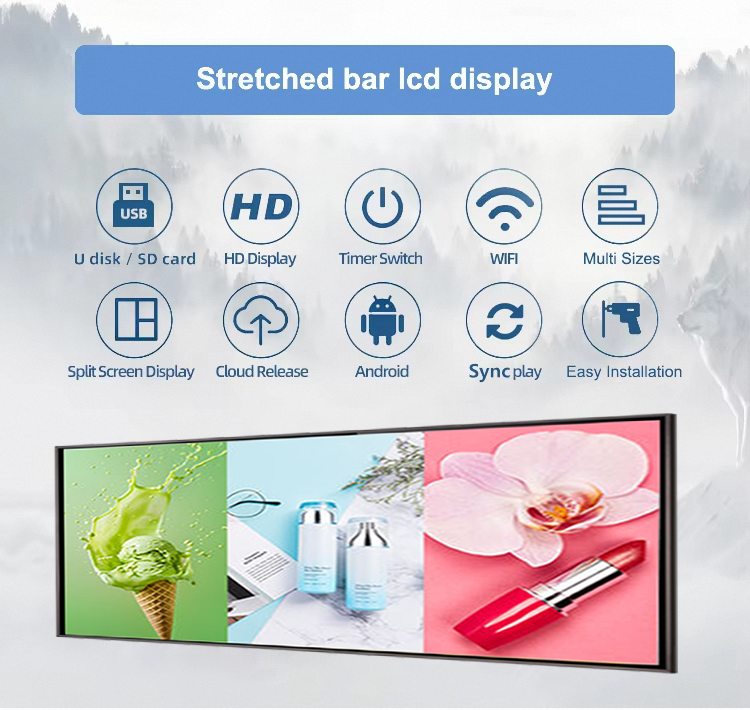 37.6 Inch Smart Advertising Stretched Bar LCD Display With SDK Function