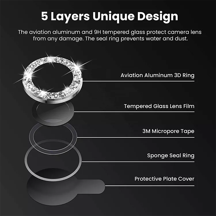 Glass Diamond Camera Lens Screen Protector For Iphone 12 13 14 Plus Pro Max