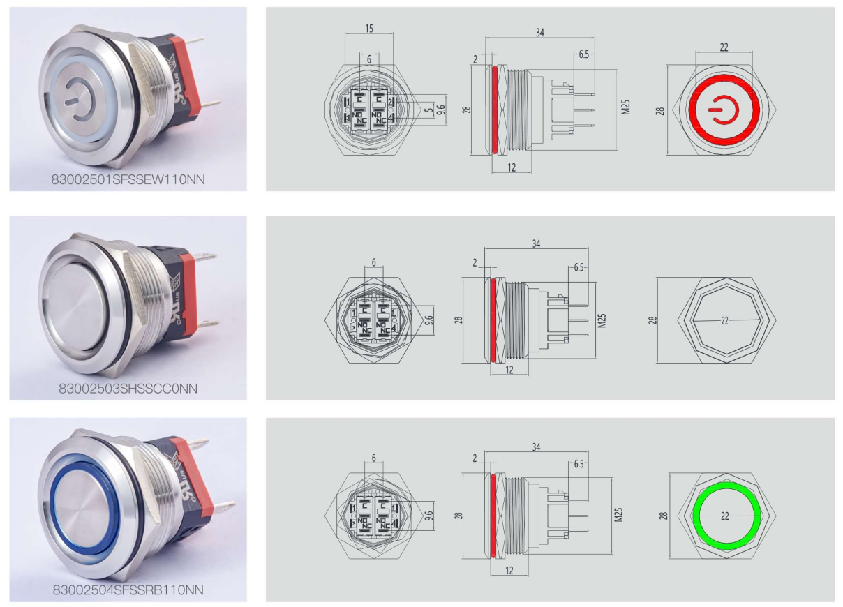 25MM Metal Button Switch - Internal Components