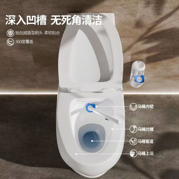 Disposable Toilet Brush Set with Replaceable Heads White