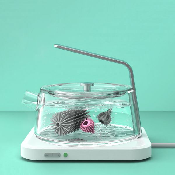 3 In 1 Straight Hilt Rotary Silicone Cleaning Brush Set For Baby Milk Feeding Bottle Nipple Straw