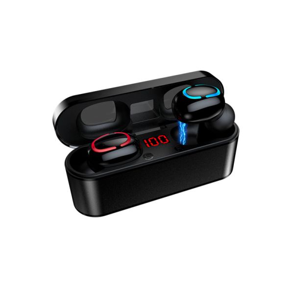 Digital Display Mini In-Ear TWS Earbuds Wireless HiFi Stereo Bluetooth Earphone with Aluminum-Alloy Charging Case