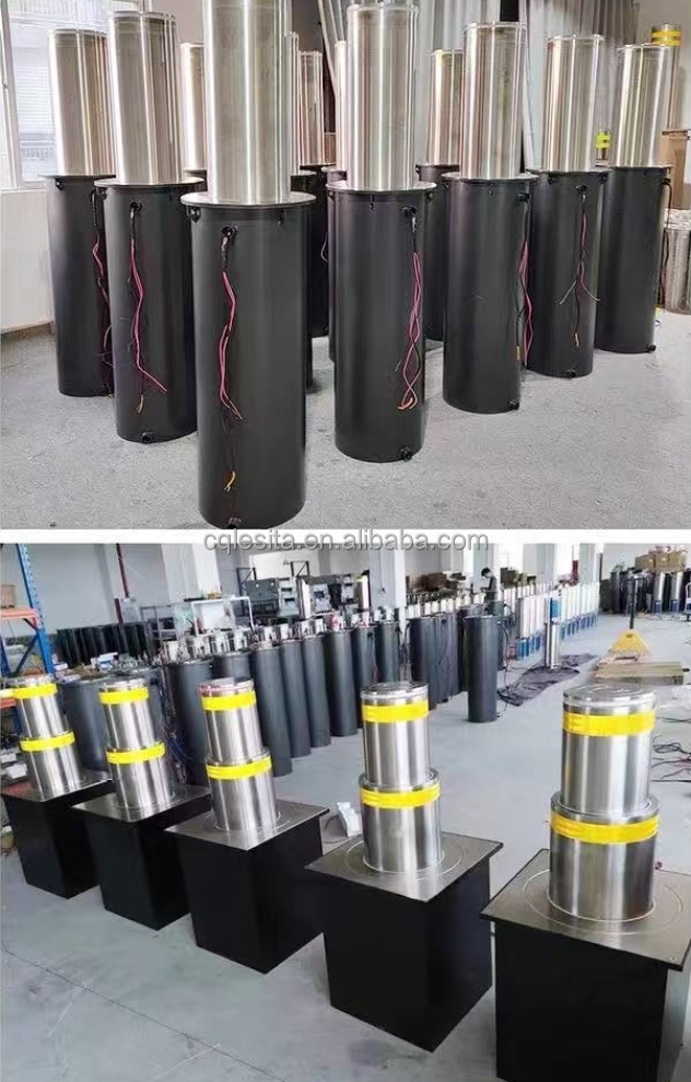 Stainless Steel Electric Retractable Automatic Bollard Outdoor Automatic Lifting Column Remote Control Safety Parking Security