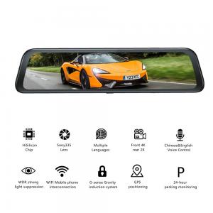 Quality Rearview Mirror Motion Sensor 4K GPS Dash Cam For Car 12 Inch SONY IMX335 3840x2160P for sale