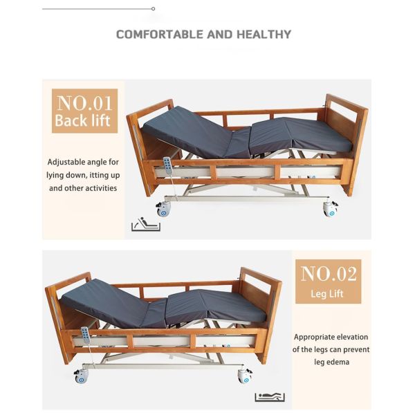 Electrically Operated Nursing Home Beds Rising Function Comfortable Homecare Hospital Beds