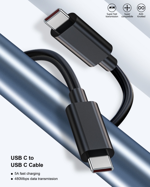 Camera USB C Cables 60W 20V 3A PD Type C Fast Type C Charging Cord