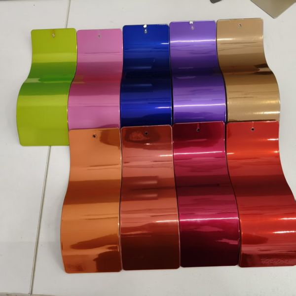 Double coating chrome illusion purple polyester powder coating sample