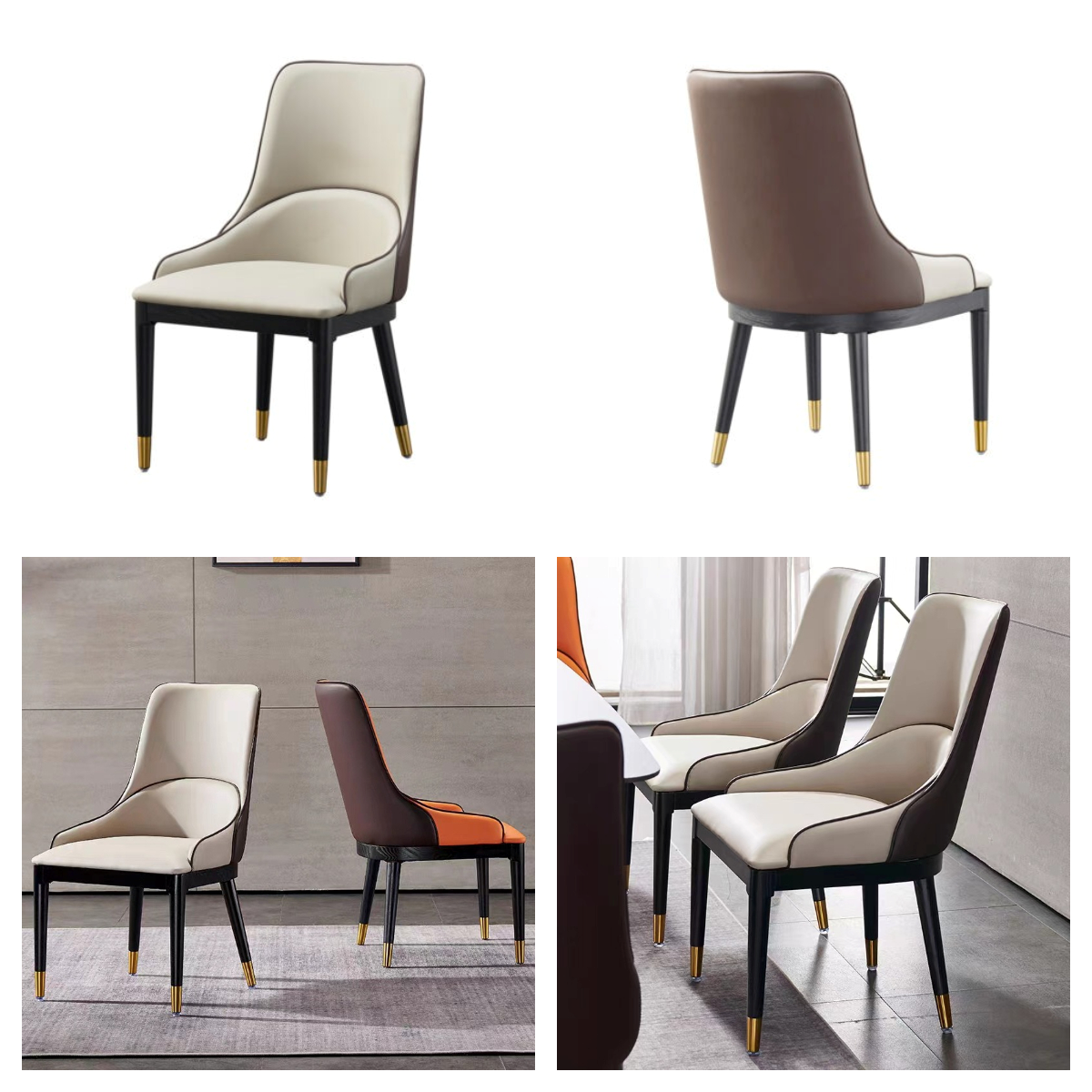 Luxora Italian Leather Dining Chairs , Elegant Solid Ash Dining Chairs