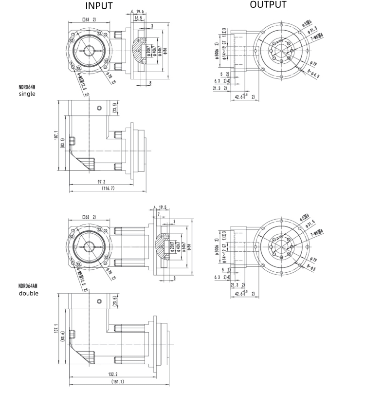 Power Transmission Right Angle Gearbox Hollow Shaft Drive Customized