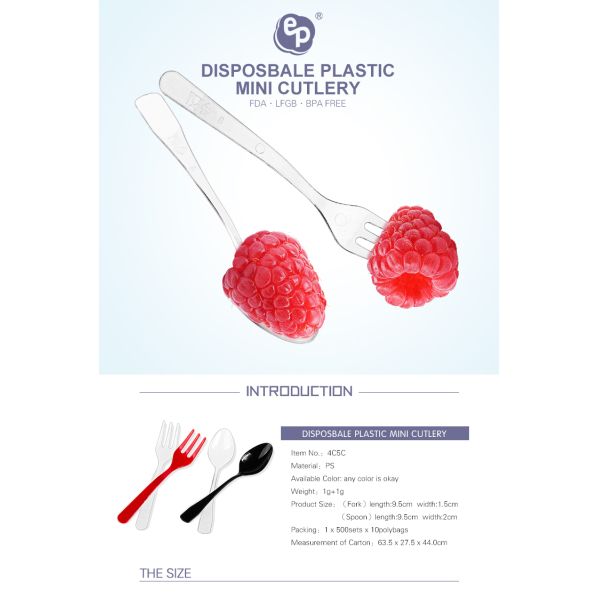 Amazon top seller 2019 clear PS cute dessert disposable spoon fork set