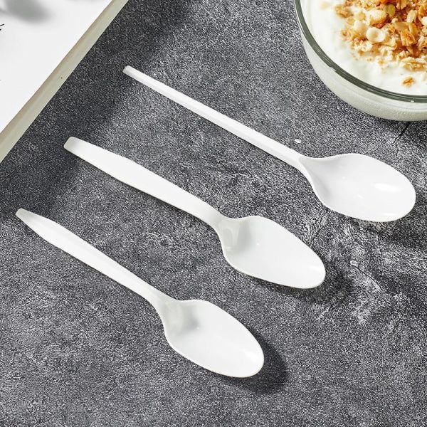Plastic Tableware Disposable Ice Cream Spoon Silverware US Soupspoon Coffee Tea Spoon P