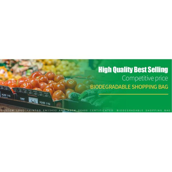 100% biodegradable disposable compostable garbage bag, biodegradable kitchen bin liner compostable flat trash bag on rol