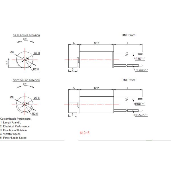 High Performance 6mm Vibration Motor , High Speed Mini Vibration Motor