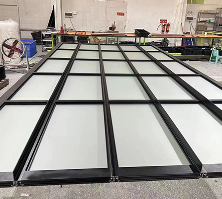 High Quality Modern Style Automatic Black Frame Garage Door Tempered Glass Reflective Black Color Home Use Including Motor
