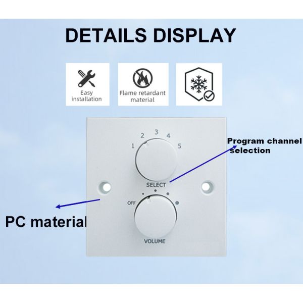 PC Material 6w with Relay Volume Controller White Color Wall Mounted