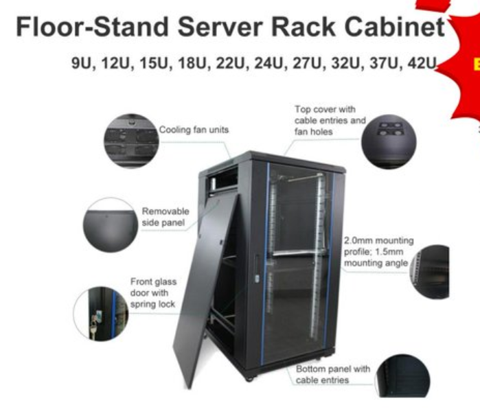 37U Customized Logo Server Rack for Data Center Network Cabinet Enclosure Cabinet