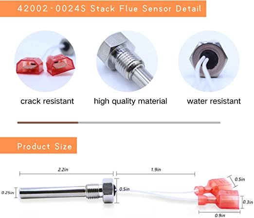 42002-0024S Stack Flue Temperature Sensor Replacement for SR200 SR333 SR400 Pool and Spa Heater Electrical Systems