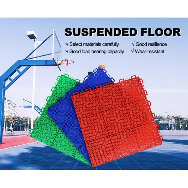 Weatherproof PP Suspended Flooring Modular Interlocking Floor Tiles 12 inches Sports