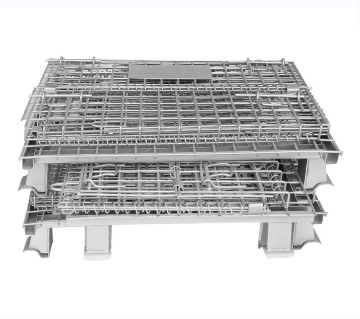 1000-1500 Kgs Capacity Custom Industrial Storage Stackable Foldable Wire Mesh Containers Collapsible Pallet Cage for Auto parts